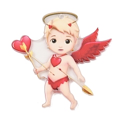 Angel & Fairy Непрозрачные акриловые подвески с принтом ко Дню святого Валентина, ангел и фея, 38x38x2.5 мм, отверстие : 1.8 мм