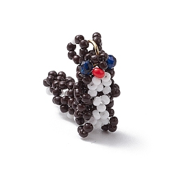 Темно-Красный Подвески в виде белки из стеклянного бисера, с синтетическими синими шпинельными бусинами и золотыми 304 кольцами из нержавеющей стали, темно-красный, 22x10.5x23 мм, отверстие : 4 мм