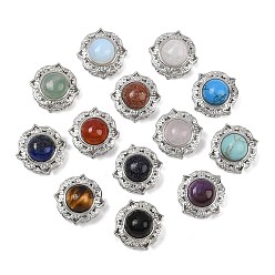 Смешанные камни Многорядные звенья из натуральных и синтетических смешанных камней, Латунные коннекторы, платина, стойки покрытие, смешанные окрашенные и неокрашенные, 18x18x11 мм, отверстие : 2~3 мм
