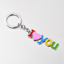 Colorful Platinum Zinc Alloy Enamel Keychain, Colorful, 118x20mm