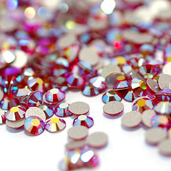 Light Siam Glass Flat Back Rhinestone, Grade A, Back Plated, Faceted, AB Color, Half Round, Light Siam, 2.7~2.8mm