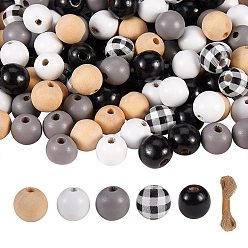 Серый 200 шт. Деревянные бусины, связка джутового шнура, для наборов для поиска браслетов diy, серые, бисер: 200шт