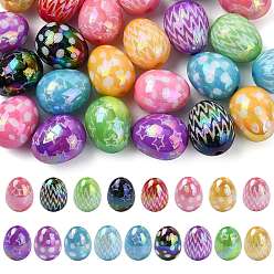 Mixed Color 24Pcs 3 Styles UV Plating Opaque Acrylic Beads, Iridescent, Egg, Mixed Color, 20.5x16.5mm, Hole: 3mm, 8pcs/style 