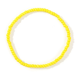 Желтый Стеклянный бисер стрейч браслеты, Браслеты дружбы для женщин, которые можно носить в несколько рядов., круглые, желтые, 6.89 дюйм (17.5 см)