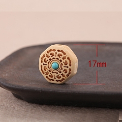 Blume Buchsbaumperlen, mit synthetischen Türkis, Blume, 17x17x9 mm