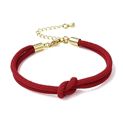FireBrick 3MM Round Nylon Braided Cord Bracelet Making, Knot, with Golden 202 Stainless Steel Lobster Clasp & Brass Finding, FireBrick, 6.69x0.39 inch(17x1cm)