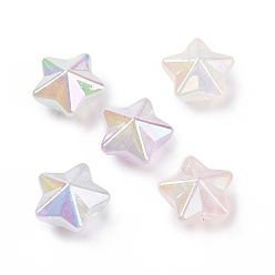 Mixed Color UV Plating Luminous Transparent Acrylic Beads, Glow in The Dark, Star, Mixed Color, 21x22x14.5mm, Hole: 3.8mm