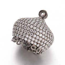 Черный Цвет Металла 3d кроны латунных микро проложить Цирконом подвески, кисточка крышка под залог, металлический черный , 20.5x20.5 мм, отверстие : 1 мм