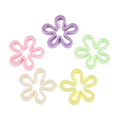 Mixed Color Opaque Plastic Beads, Flower, AB Color Plated, Mixed Color, 43x44x6.5mm, Hole: 1.8~2mm, about 151pcs/500g