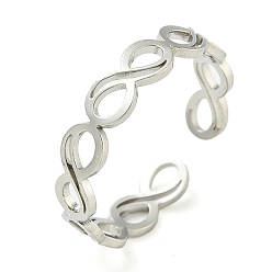 Нержавеющая Сталь Цвет 304 регулируемые открытые кольца из нержавеющей стали, бесконечный символ, цвет нержавеющей стали, 4.5 мм, внутренний диаметр: 18 мм