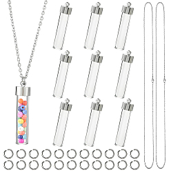 Column Наборы для изготовления ожерелий своими руками, включая подвески для стеклянных бутылок, 304 Открытые соединительные кольца и цепочки из нержавеющей стали, колонка, 39x9 мм, отверстие : 1.6 мм