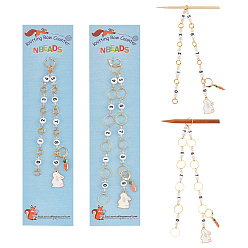 Белый 2 шт 2 стиль сплав эмаль кролик и морковка кулон вязание ряд счетчик цепочек, подходит для игл до 4мм/10мм, акриловый маркер для стежков для отслеживания прогресса проекта, белые, 26.2~32.2 см, 1 шт / стиль