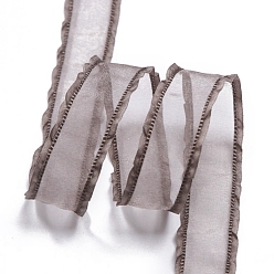 Rosy Brown 10 Yards Polyester Ruffled Ribbons, for Clothing Ornament, Rosy Brown, 1 inch(25mm)