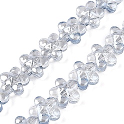 Темно-Голубой Стеклянные бусины с гальваническим покрытием , цветок, глубокое синее небо, 12x12.5x7 мм, отверстие : 1 мм, около 54~55 шт / нитка, 24.57~24.96 дюйм (62.4~63.4 см)