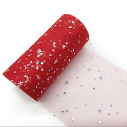 Красный Блестящие рулоны ткани из полиэстера и тюля, сетчатая катушка с серебряными блестками в виде звезд, луны и солнца, для свадьбы и украшения, красные, 5-7/8 дюйм (150 мм), о 25 ярдов / крен