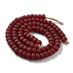 Dark Red Handmade Nepalese Lampwork Beads, Frosted, Column, Dark Red, 10x6.5~7mm, Hole: 2.8mm, about 94pcs/strand, 25.39''(64.5cm)
