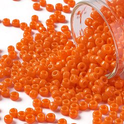 (50A) Opaque Bright Orange Тохо 8/0 круглые бусины, японский бисер, (50 а) непрозрачный ярко-оранжевый, 8/0, 3 мм, отверстие : 1 мм, Около 222 шт / 10 г