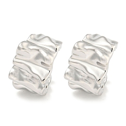 Платина Латунные серьги-каффы для женщин, сложить очарование, платина, 15x9 мм