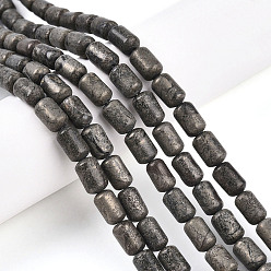 Пирит Природного пирита бисер нитей, баррель, 9.5~10.5x6~7 мм, отверстие : 0.7 мм, около 38 шт / нитка, 15.16~15.35 дюйм (38.5~39 см)