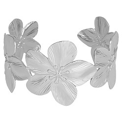 Нержавеющая Сталь Цвет Цветочные 304 браслеты-манжеты из нержавеющей стали для женщин, цвет нержавеющей стали, внутренний диаметр: 2-3/8 дюйм (6.1 см)