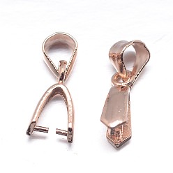Rose Gold Sterling Silver Pendant Bails, Ice Pick & Pinch Bails, Rose Gold, 15x5.5x3mm, Hole: 4x3mm, Pin: 0.7mm, about 48pcs/20g