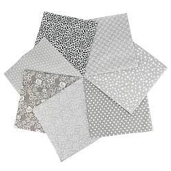 Серебро Хлопковая ткань с принтом, для пэчворка, шить ткани для пэчворка, подбивка, цветок/горошек/леопардовый принт/звездный узор, серебряные, 25x25 см, 7 шт / комплект