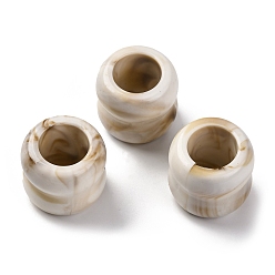 Белый Двухцветные непрозрачные акриловые бусины, рифленая колонна, белые, 25x27 мм, отверстие : 16 мм