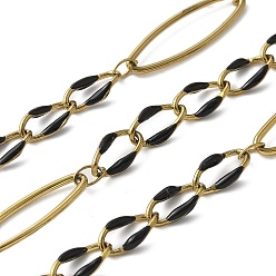 Черный 304 цепи эмалированные из нержавеющей стали, пайки, с катушкой, ионное покрытие (ip), чёрные, 20x6x1 мм