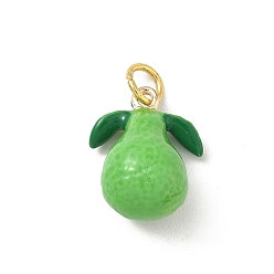 Pear Латунь эмаль подвески, фруктовые прелести, стойки покрытие, долговечный, с целью перехода в кольце, золотые, груша, 17.5x14x9.5 мм