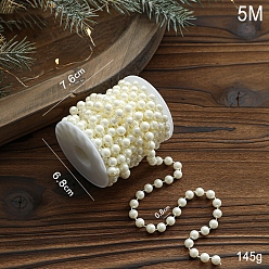 Round Plastic Bead, for Party Decoration, Round, 8mm, 5m/roll