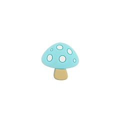 Pale Turquoise Food Grade Silicone Focal Beads, Mushroom, Pale Turquoise, 29x29mm