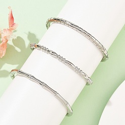 Платина Латунные браслеты на петлях для женщин, стойки покрытие, долговечный, без кадмия и без свинца, платина, внутренний диаметр: 1.91~2.36 дюйм (4.85~6 см)