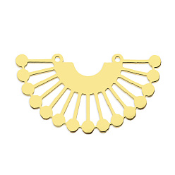 Золотой 201 подвеска из нержавеющей стали, лазерная резка, вакуумное покрытие pvd, вентилятор, золотые, 19.5x36x1 мм, отверстие : 1.2 мм