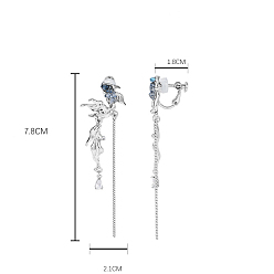 Платина Серьги-клипсы из рыбьего сплава из стекла, с 925 штырями стерлингового серебра, платина, 78x21 мм