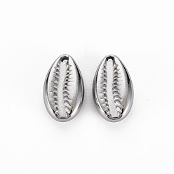 Нержавеющая Сталь Цвет Не тускнеющие 304 подвески из нержавеющей стали, без кадмия, без никеля и без свинца, формы раковины, цвет нержавеющей стали, 14x8x4 мм, отверстие : 1 мм