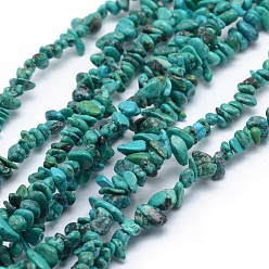 Dark Turquoise Natural Magnesite Beads Strands, Dyed & Heated, Chip, Dark Turquoise, 3~5mm, Hole: 0.6mm, about 80~81cm