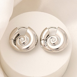 Платина Серьги-кольца из латуни с спиральной оболочкой и покрытием стойки, долговечный, без свинца и без кадмия, платина, 19x19.5x7.5 мм