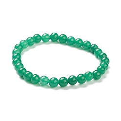 Green Aventurine Natural Green Aventurine Beaded Stretch Bracelets, Round, Beads: 6~6.5mm, Inner Diameter: 2-1/4 inch(5.55cm)