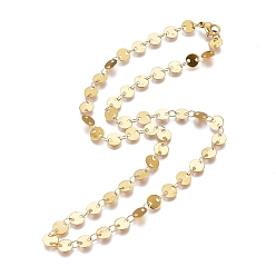 Золотой 304 из нержавеющей стали ссылка цепи ожерелья, с карабин-лобстерами , плоско-круглые, золотые, 16.73 дюйм (42.5 см)