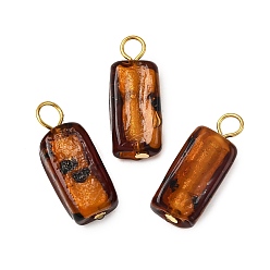 Золотой Ручной работы подвески золотые бусины песка, прямоугольные, с железными петлями, золотые, 25.5x10~11x6.5~7.5 мм, отверстие : 3.5~4.5 мм