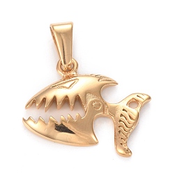 Doré  Pendentifs en acier inoxydable, requin, or, 304mm, trou: 21x22x3 mm.