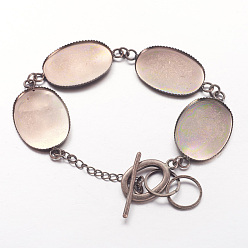 Red Copper Brass Bracelet Making, Nickel Free, Red Copper, 220mm, Tray: 18x25mm