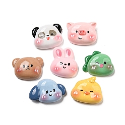 (52) Непрозрачная лаванда Непрозрачная смола декодирует кабошоны, панда, динозавр и кролик, животные, разнообразные, разноцветные, 19~25x23~29.5x8~10 мм