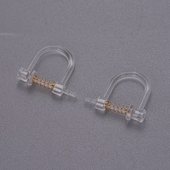 Golden Plastic Clip-on Earring Findings, with Stainless Steel Findings, Real 18K Gold Plated, 11x13x3.5mm