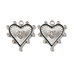 Платина Подвески из эмали и сплава, со стразами, сердце прелести, платина, 22.5x21x3 мм, отверстие : 1.8 мм