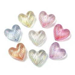(52) Непрозрачная лаванда Уф-покрытие прозрачные акриловые бусины, радужный, сердце, разноцветные, 20x21x11 мм, отверстие : 2.5 мм
