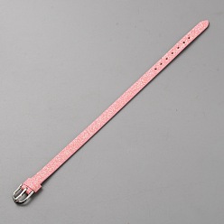 Pink Bracelet en cordon de cuir PU vierge avec fermoirs en alliage, rose, 8-1/2 pouce (21.7 cm)