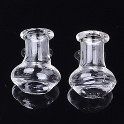 Clear Handmade One Hole Blown Glass Globe Cover, For Bottle Pendant Making, Clear, 20.5~21.5x16~16.5mm, Hole: 6mm, Bottle Capacity: 1.8ml(0.06 fl. oz)