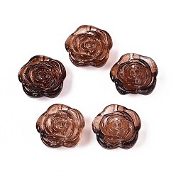 Седло Коричневый Прозрачные стеклянные бусины для выпечки, цветок, седло коричневый, 17.5~18x18~18.5x7.5~8.5 мм, отверстие : 1.2~1.5 мм