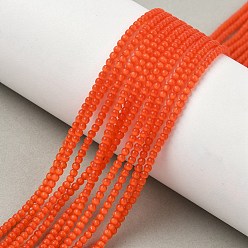 Оранжевый Кошачие глаза, круглые, оранжевые, 2 мм, отверстие : 0.7 мм, около 157 шт / нитка, 14.17~14.57 дюйм (36~37 см)